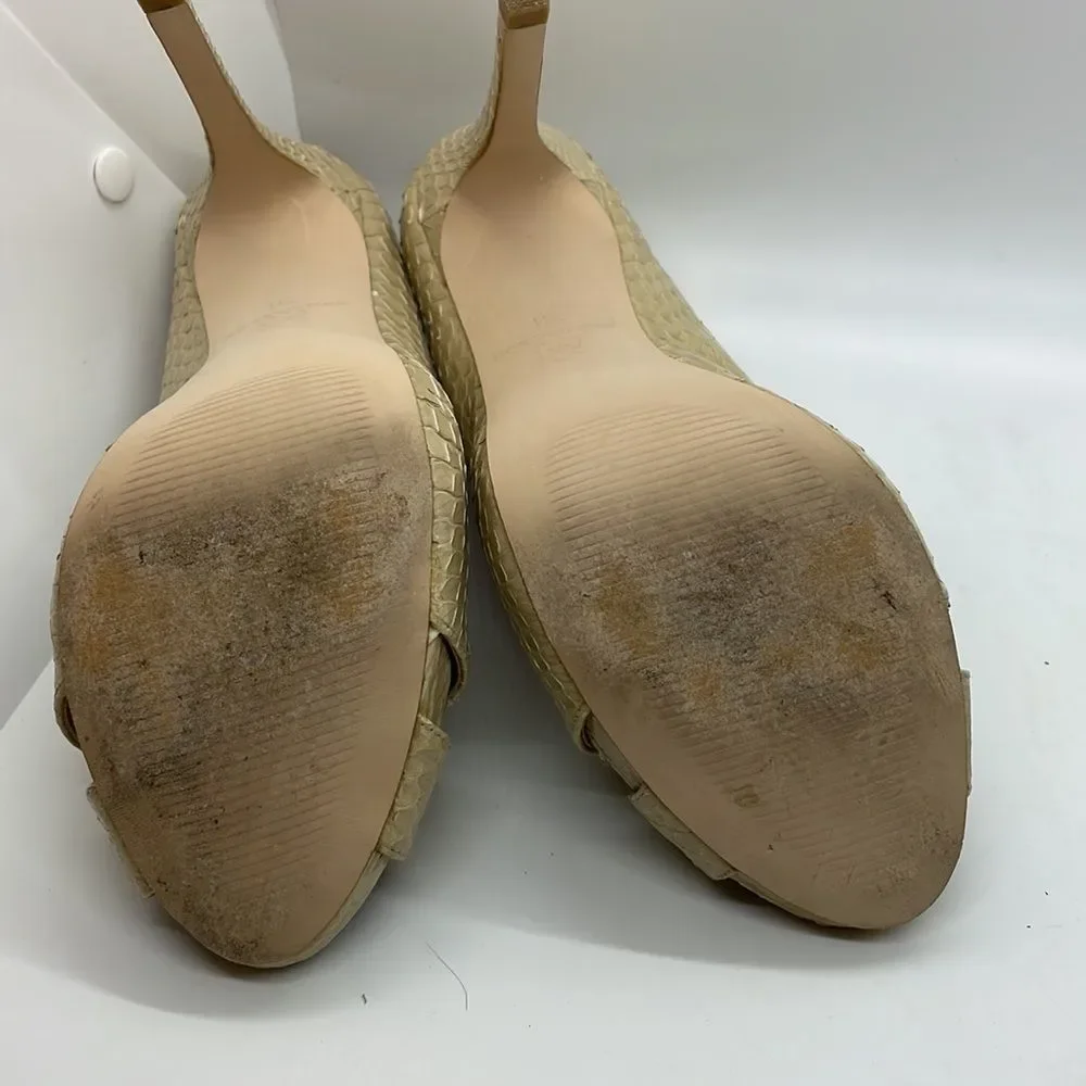 Ann Taylor Cream Textured Peep-Toe Heels
